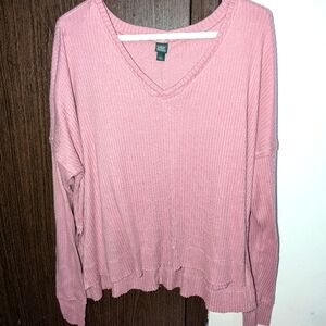 Wild Fable Pink V-Neck Ribbed Sweater